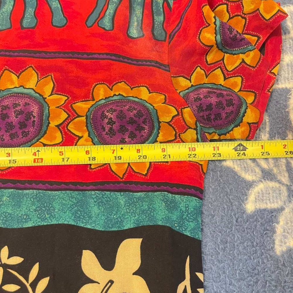 Vintage Jessica Howard Elephant Sunflower Print Rayon Tunic Dress Womens 12 USA - Picture 8 of 11